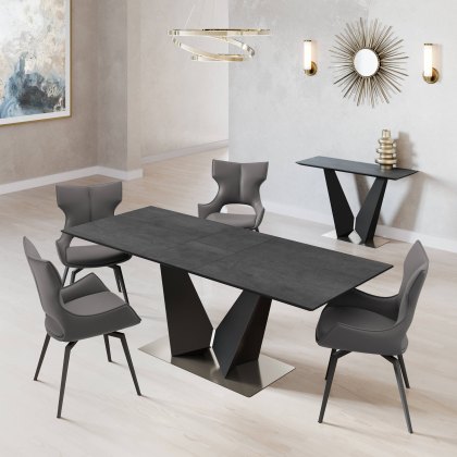 New Louis - Ceramic Extending Dining Table (Grey)