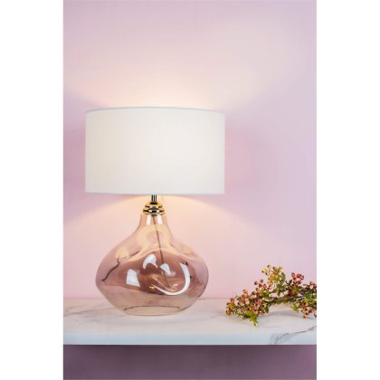 Dar - Esarosa Table Lamp Smoked Glass with White Linen Shade