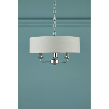 Laura Ashley - Sorrento 3lt Pendant Polished Nickel With Silver Shade