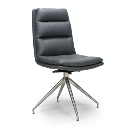 Nobo Swivel - Dining Chair (Brushed Steel/Grey PU)