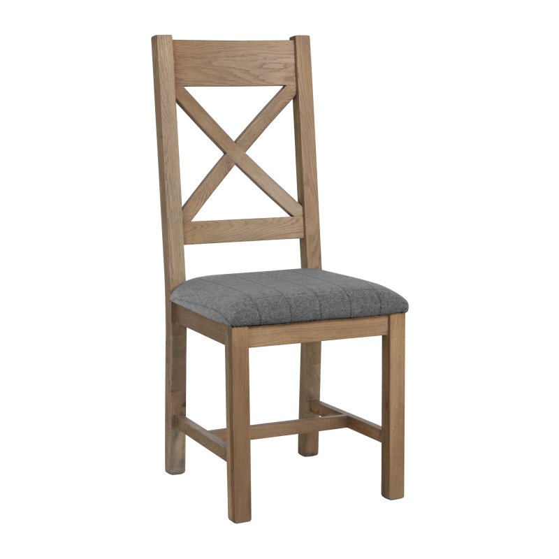Kettle Interiors Newport - Cross Back Dining Chair (Grey Fabric)