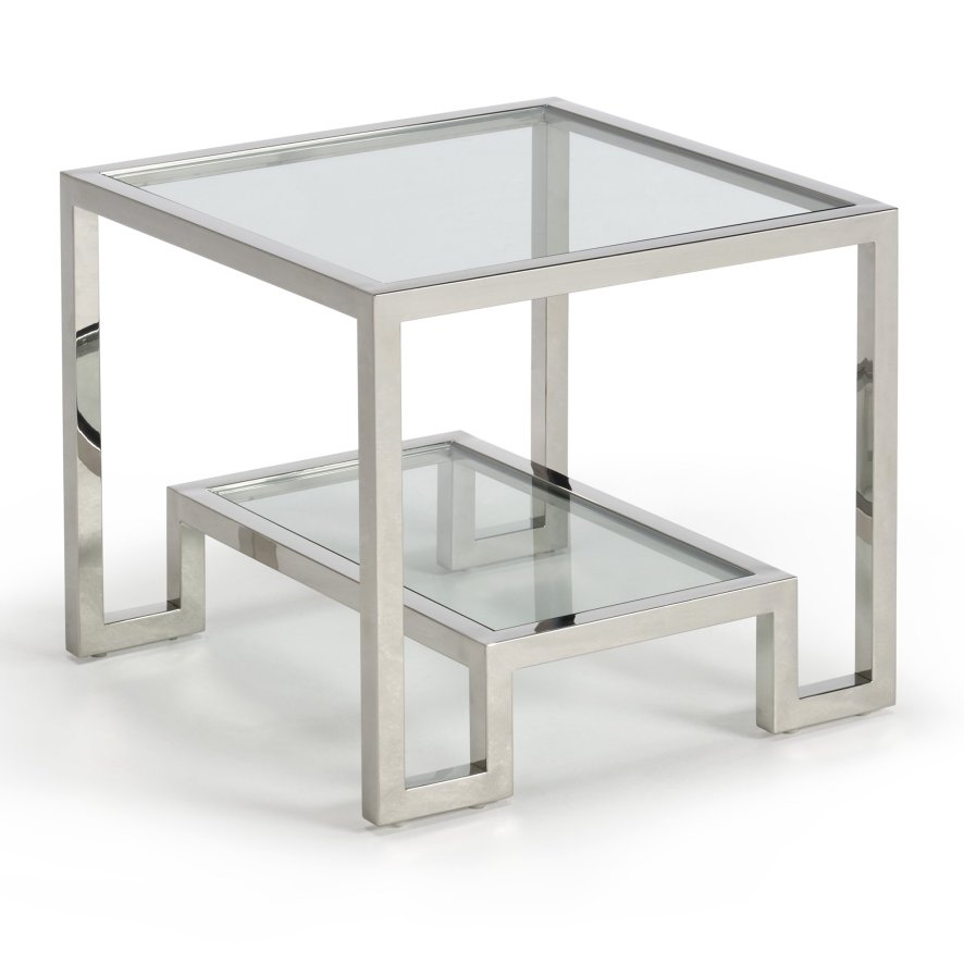 Kesterport Ltd Tribune - Lamp Table (Clear Glass Top/Shelf)