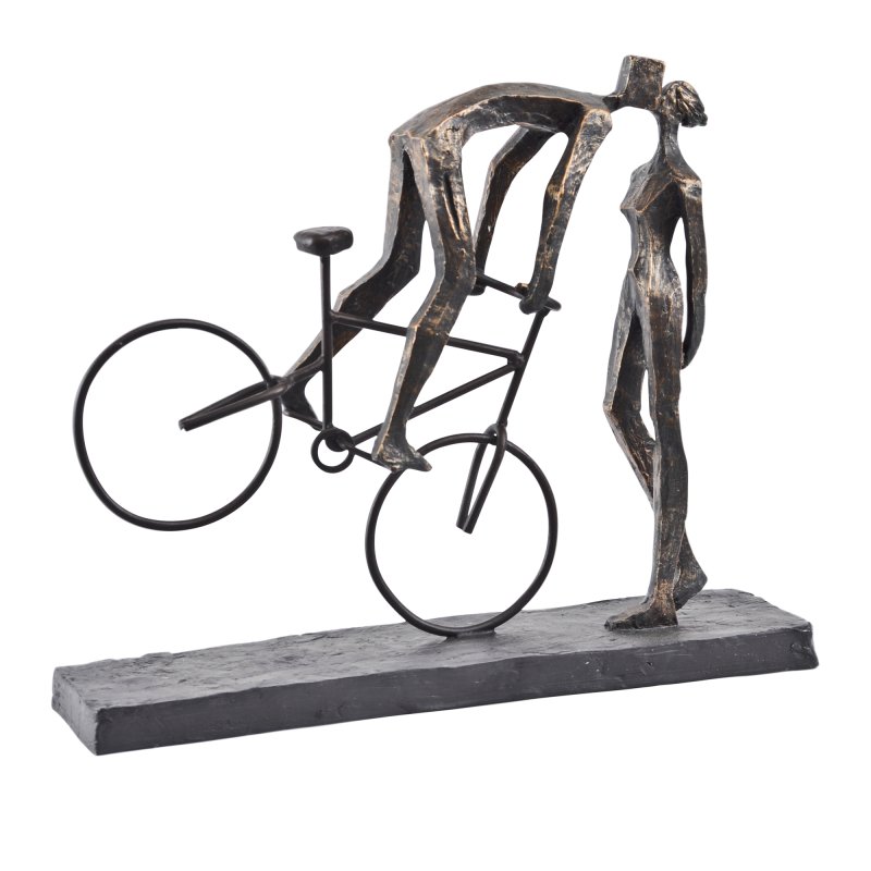 Libra Luxurious Glamour - Antique Bronze Kissing Couple On Bike Sculpture