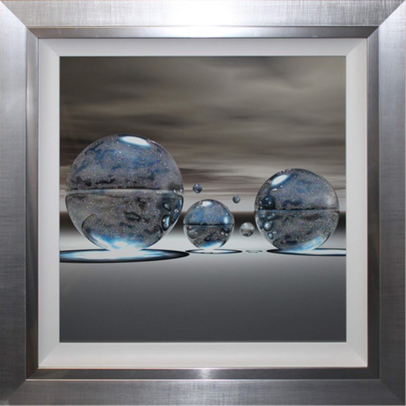 Complete Colour Ltd Abstract - Silver Spheres Square Left Liquid Art (R3)