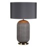 Dar Lighting Dar - Helicon Table Lamp Grey Ribbed Glass and Antique Brass With Shade