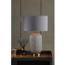Dar Lighting Dar - Helicon Table Lamp Grey Ribbed Glass and Antique Brass With Shade