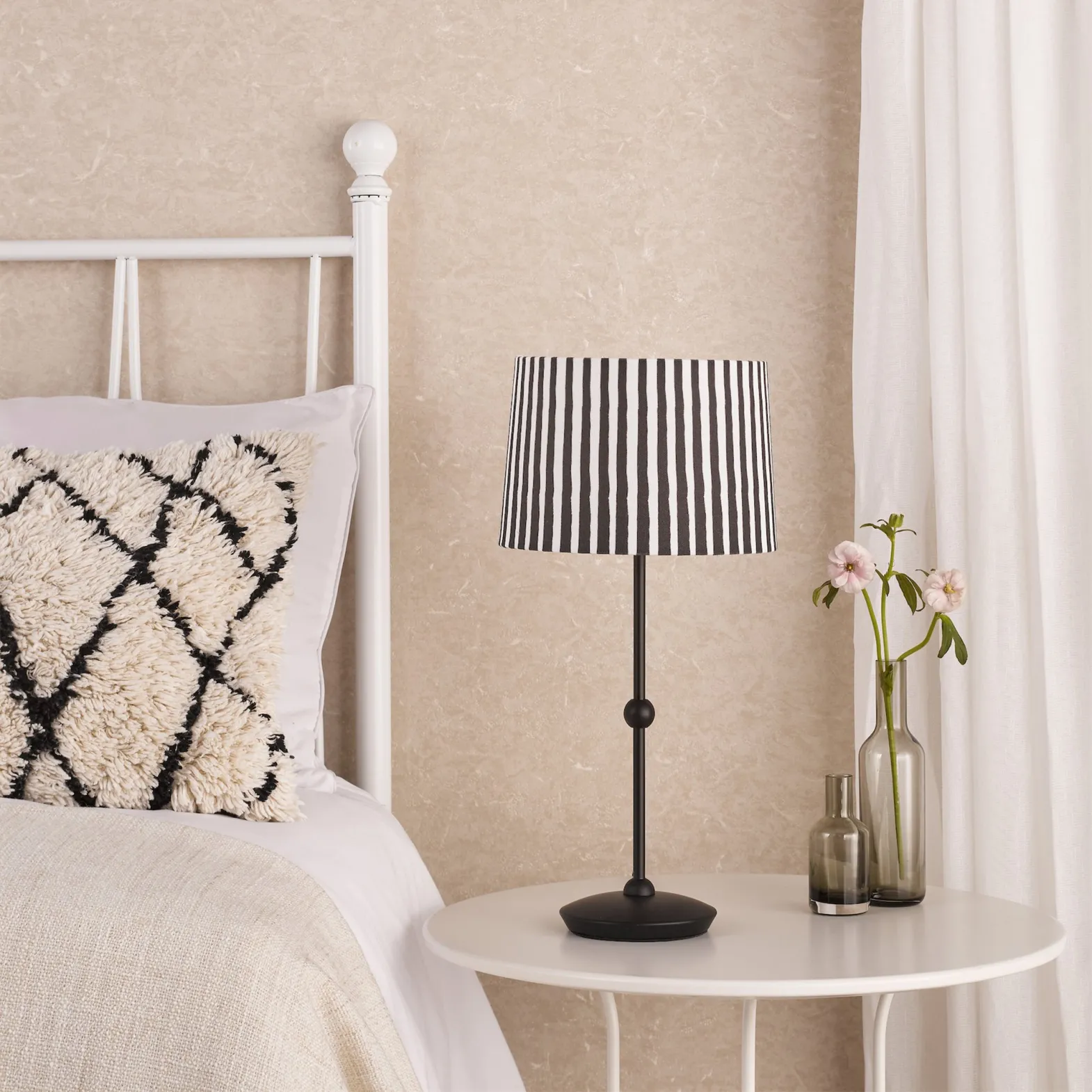 Bedroom

&nbsp;

Bedroom lighting should feel calm, warm and relaxing while still providing enough light for practical tasks.

&nbsp;


	Use bedside table lamps for reading and softer evening lighting.


&nbsp;


	Wall lights are a useful option where bedside table space is limited.


&nbsp;


	Consider a pendant or ceiling light as the main source of illumination.


&nbsp;


	Floor lamps can add another layer of light to larger bedrooms.


&nbsp;


	Choose warm, softer bulbs to create a relaxing environment.


&nbsp;

Pairing matching bedside lamps can create symmetry, while mismatched designs can give a more relaxed and eclectic feel.
