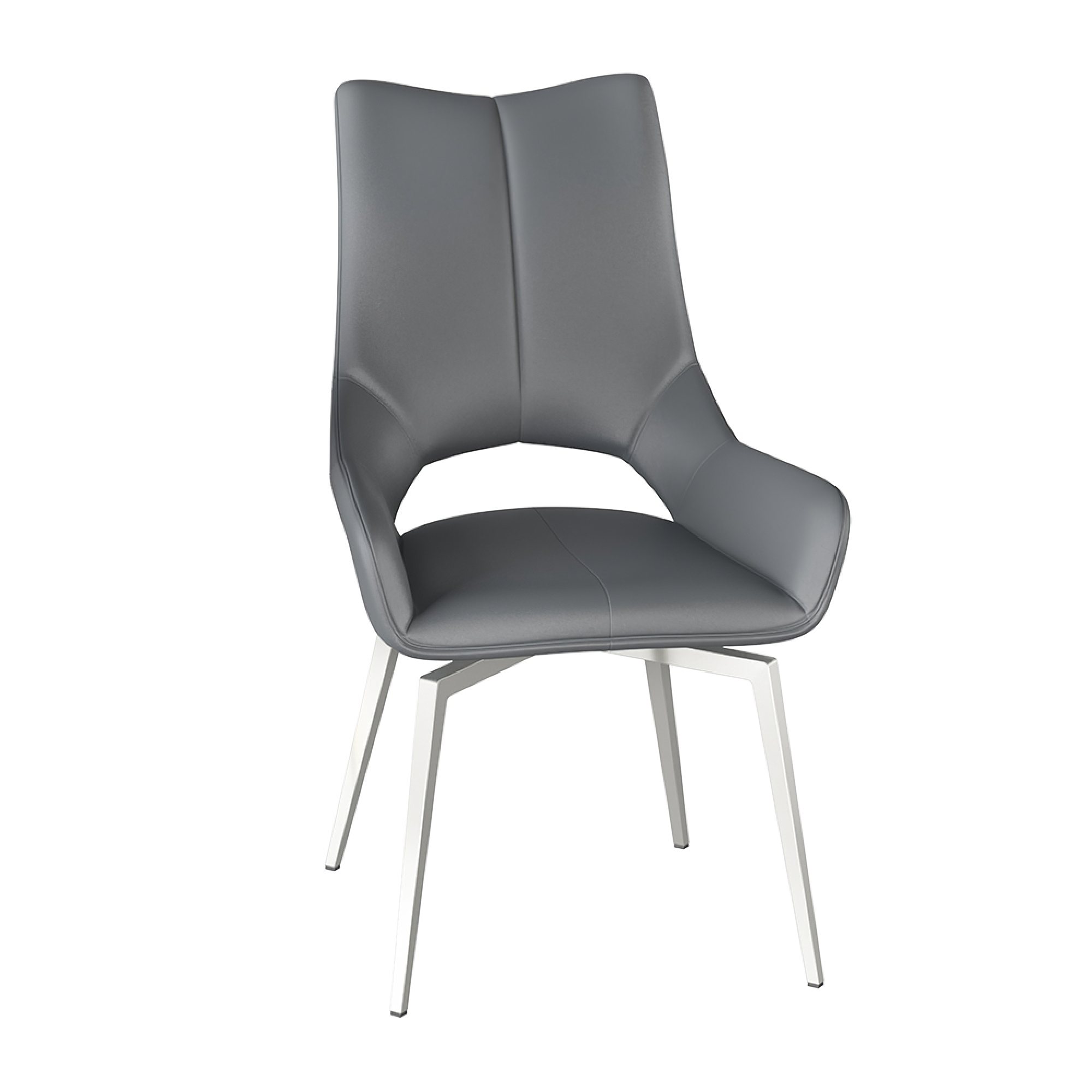 Spinello Swivel Dining Chair Grey Faux Leather • Roomes Furniture