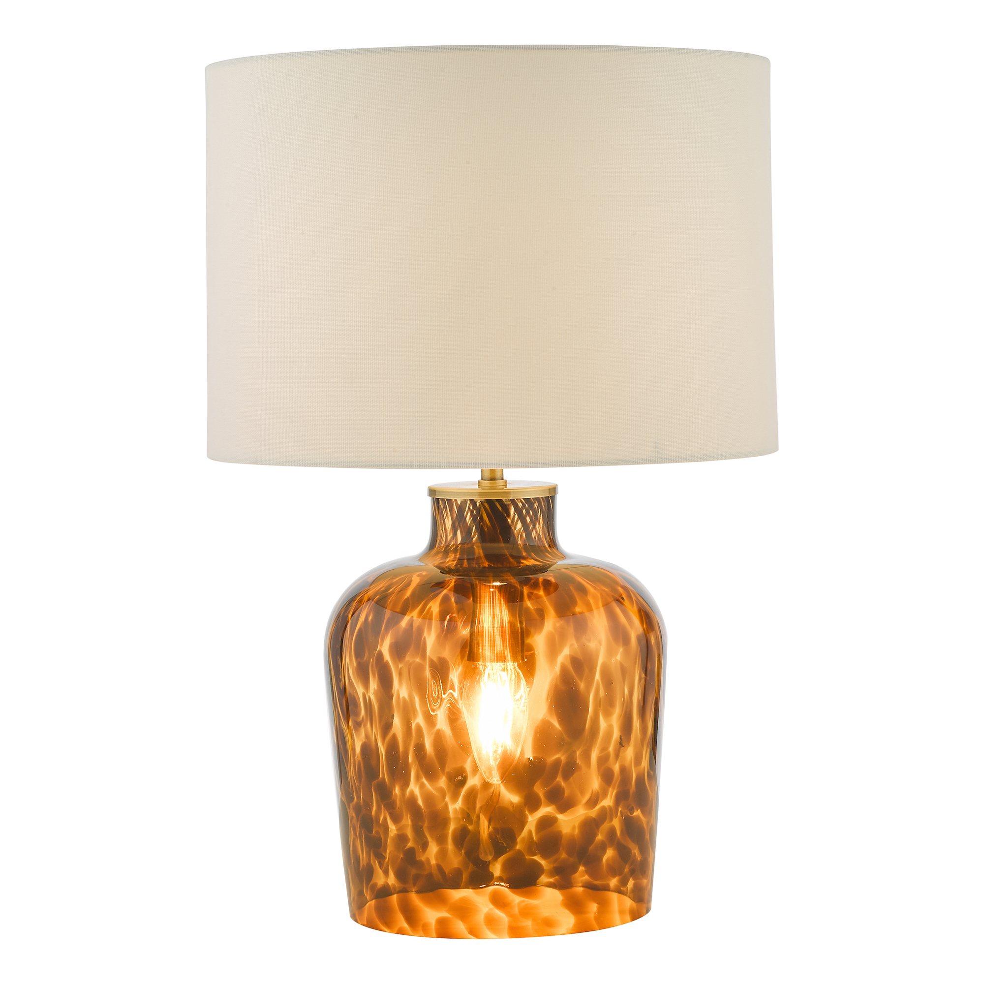 Leandra Dual Light Table Lamp Tortoiseshell Glass • Roomes