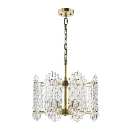 Dar - Porthos 8 Light Pendant Antique Brass and Clear Glass