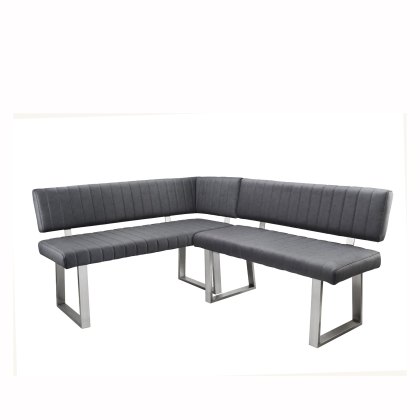Athens - Left Hand Facing Corner Bench (Dark Grey Faux Leather) Athens - Left Hand Facing Corner Bench (Dark Grey Faux Leather)