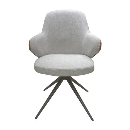 Santorini - Swivel Dining Chair (Light Grey and Tan Faux Leather)