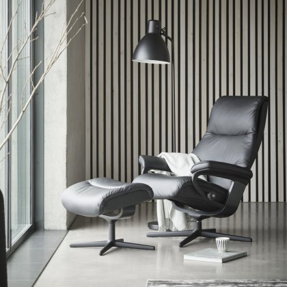 Stressless View - Recliner Chair and Footstool (Cross Base)