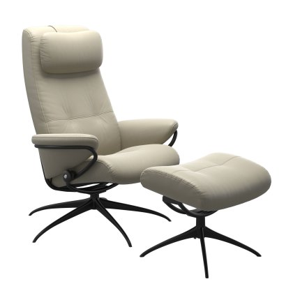 Stressless Berlin - High Back Recliner Chair with Footstool (Star Base)