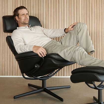 Stressless Rome - Recliner Chair and Footstool with Adjustable Headrest (Cross Base)