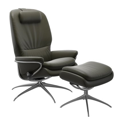 Stressless Rome - High Back Recliner Chair with Footstool (Star Base) Stressless Rome - High Back Recliner Chair with Footstool (Star Base)