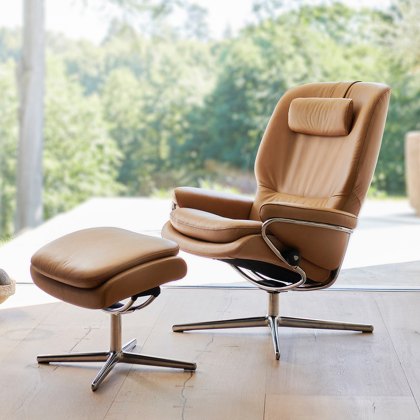 Stressless Rome - High Back Recliner Chair with Footstool (Cross Base)