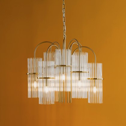 Dar - Eniola 9 Light Pendant Natural Brass and Glass