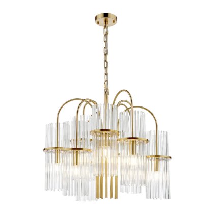 Dar - Eniola 9 Light Pendant Natural Brass and Glass