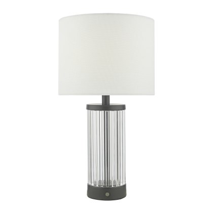 Dar - Enrico Rechargeable Table Lamp Satin Black and Glass With Shade LED