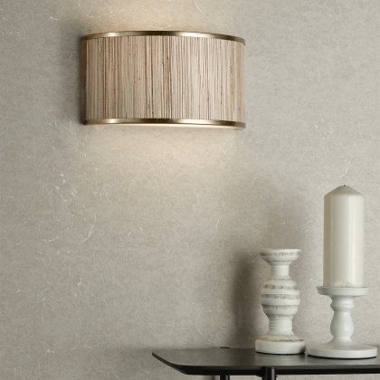 Dar - Fenella 2 Light Wall Light Gold Leaf and Seagrass Dar - Fenella 2 Light Wall Light Gold Leaf and Seagrass