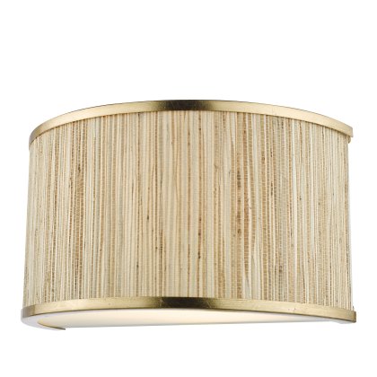 Dar - Fenella 2 Light Wall Light Gold Leaf and Seagrass Dar - Fenella 2 Light Wall Light Gold Leaf and Seagrass