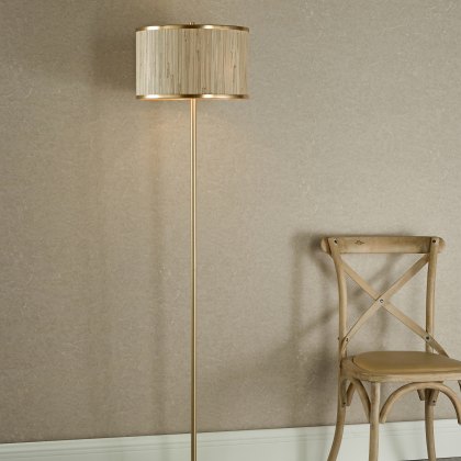 Dar - Fenella 3 Light Floor Lamp Gold Leaf and Seagrass