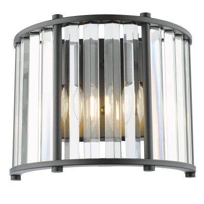 Dar - Kiran 2 Light Wall Light Satin Black and Glass Dar - Kiran 2 Light Wall Light Satin Black and Glass