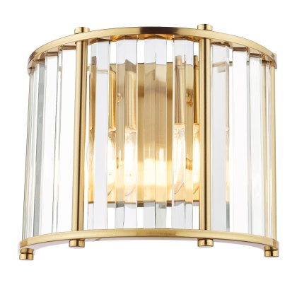 Dar - Kiran 2 Light Wall Light Natural Brass and Glass