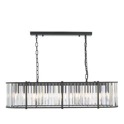 Dar - Kiran 7 Light Bar Pendant Satin Black and Glass