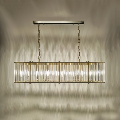 Dar - Kiran 7 Light Bar Pendant Natural Brass and Glass