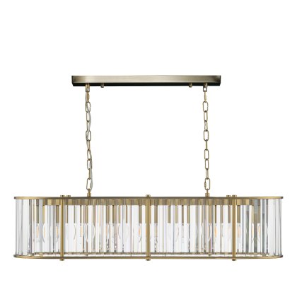 Dar - Kiran 7 Light Bar Pendant Natural Brass and Glass