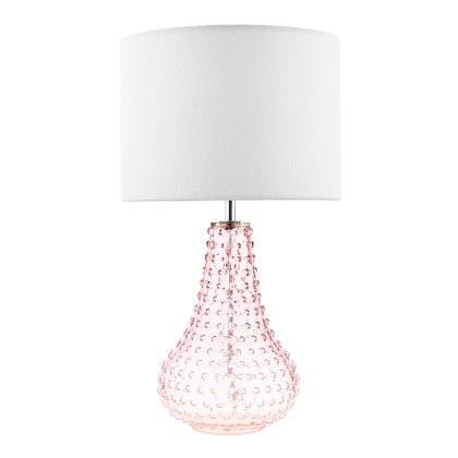 Dar - Kristina Table Lamp Pink Glass With Shade Dar - Kristina Table Lamp Pink Glass With Shade