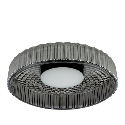 Dar - Leena Flush Satin Black and Smoked Ribbed Glass LED Dar - Leena Flush Satin Black and Smoked Ribbed Glass LED
