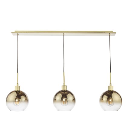 Dar - Lycia 3 Light Bar Pendant Satin Gold and Gold Ombre Glass