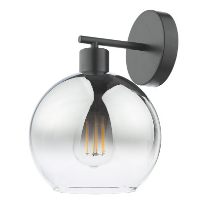 Dar - Lycia Wall Light Matt Black and Smoked Ombre Glass