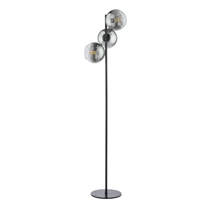 Dar - Lycia 3 Light Floor Lamp Matt Black and Smoked Ombre Glass