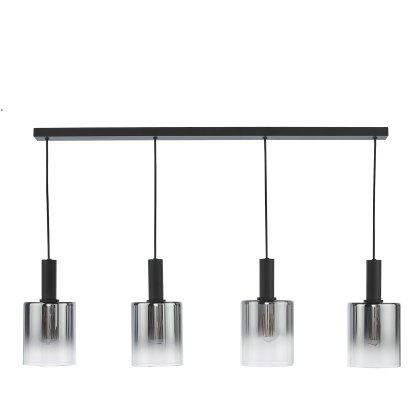 Dar - Savannah 4 Light Bar Pendant Matt Black and Smoked Glass