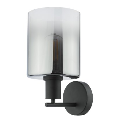 Dar - Savannah Wall Light Matt Black and Smoked Glass