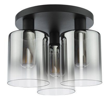Dar - Savannah 3 Light Flush Matt Black and Smoked Glass Dar - Savannah 3 Light Flush Matt Black and Smoked Glass