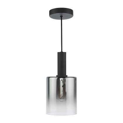 Dar - Savannah Pendant Matt Black and Smoked Glass