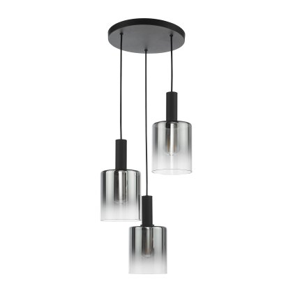 Dar - Savannah 3 Light Cluster Pendant Matt Black and Smoked Glass Dar - Savannah 3 Light Cluster Pendant Matt Black and Smoked Glass