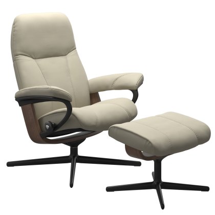 Stressless Consul - Recliner Chair and Footstool (Cross Base)