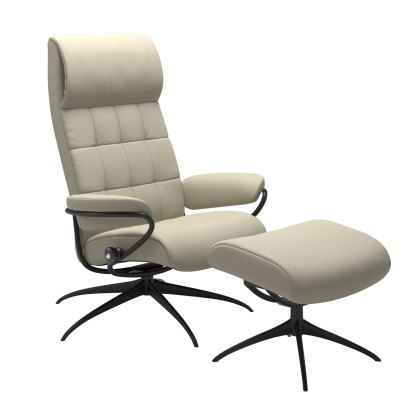 Stressless London - High Back Recliner Chair with Footstool (Star Base)