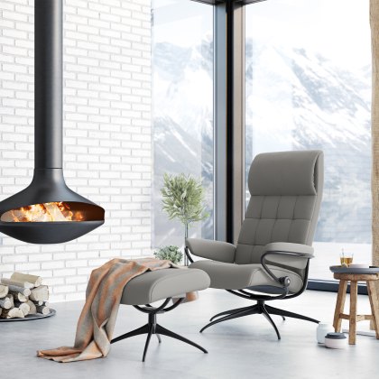 Stressless London - High Back Recliner Chair with Footstool (Star Base)