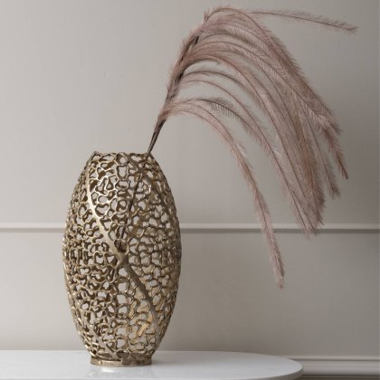 Aussie - Gold Coral Aluminium Barrel Vase (26x48cm)