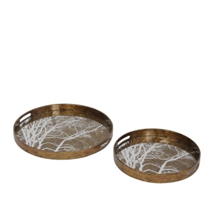 Vienna - Set Of 2 Antique Gold Tree Trays