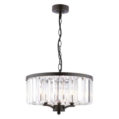 Laura Ashley - Elkwood 3 Light Pendant Crystal and Black