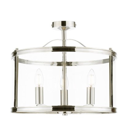 Laura Ashley - Harrington 3 Light Semi-Flush Polished Nickel and Glass