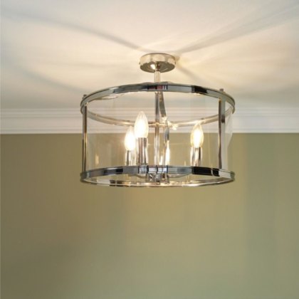 Laura Ashley - Harrington 3 Light Semi-Flush Polished Nickel and Glass